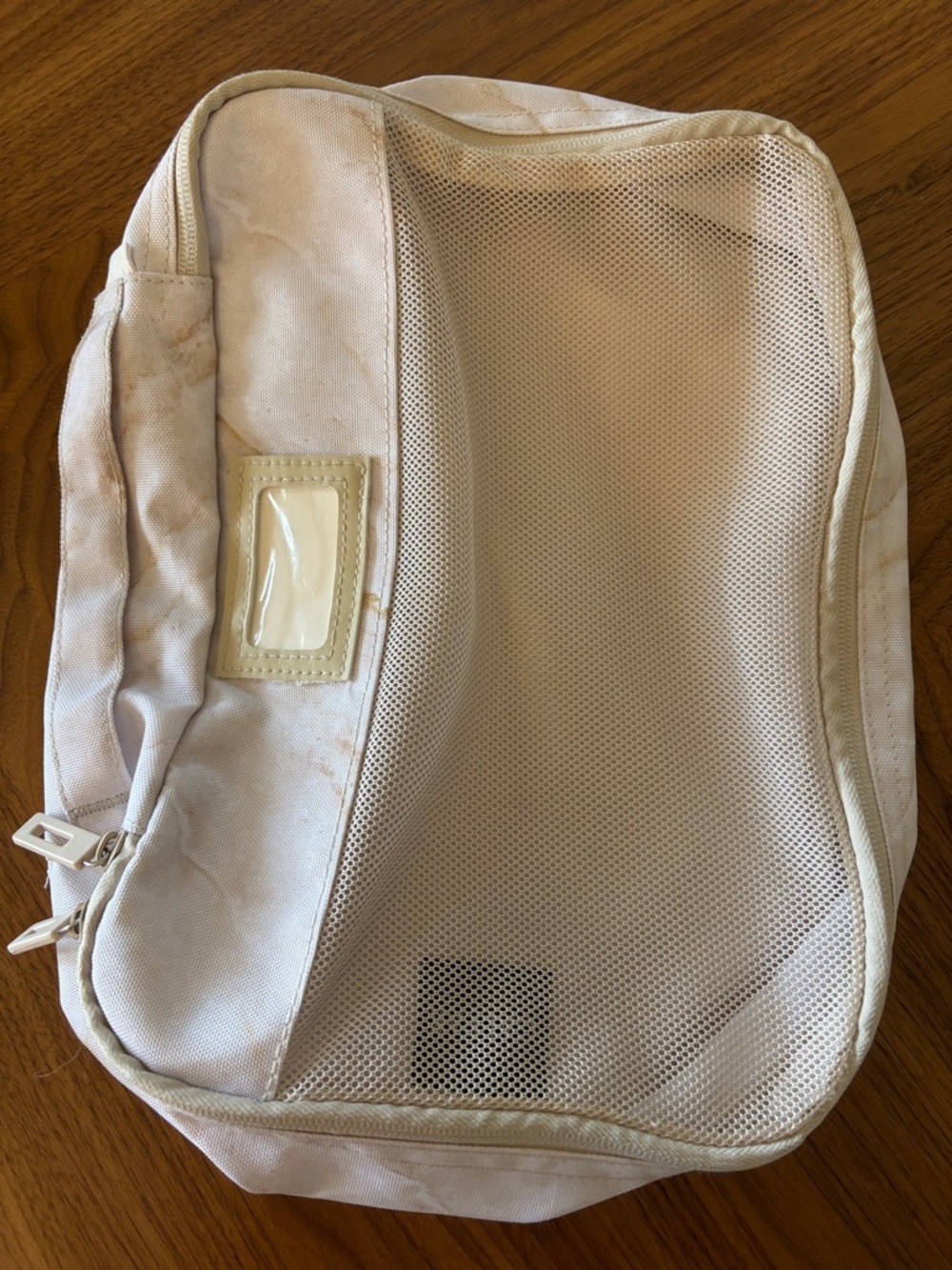 Calpak Light Beige Marble Print Mesh Travel Packing Cube